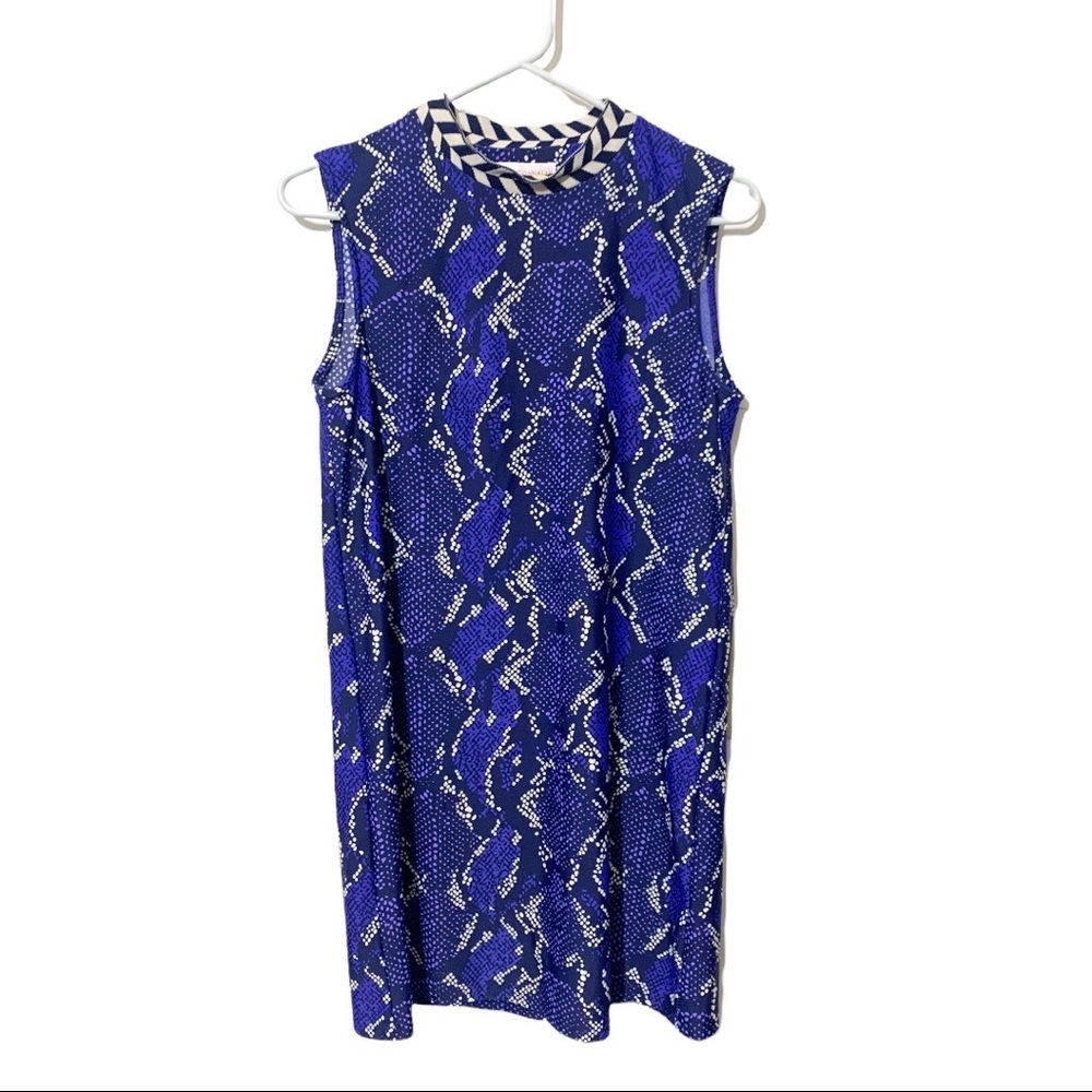 Jude Connally Royal Blue and White Sleeveless Shift Dress
